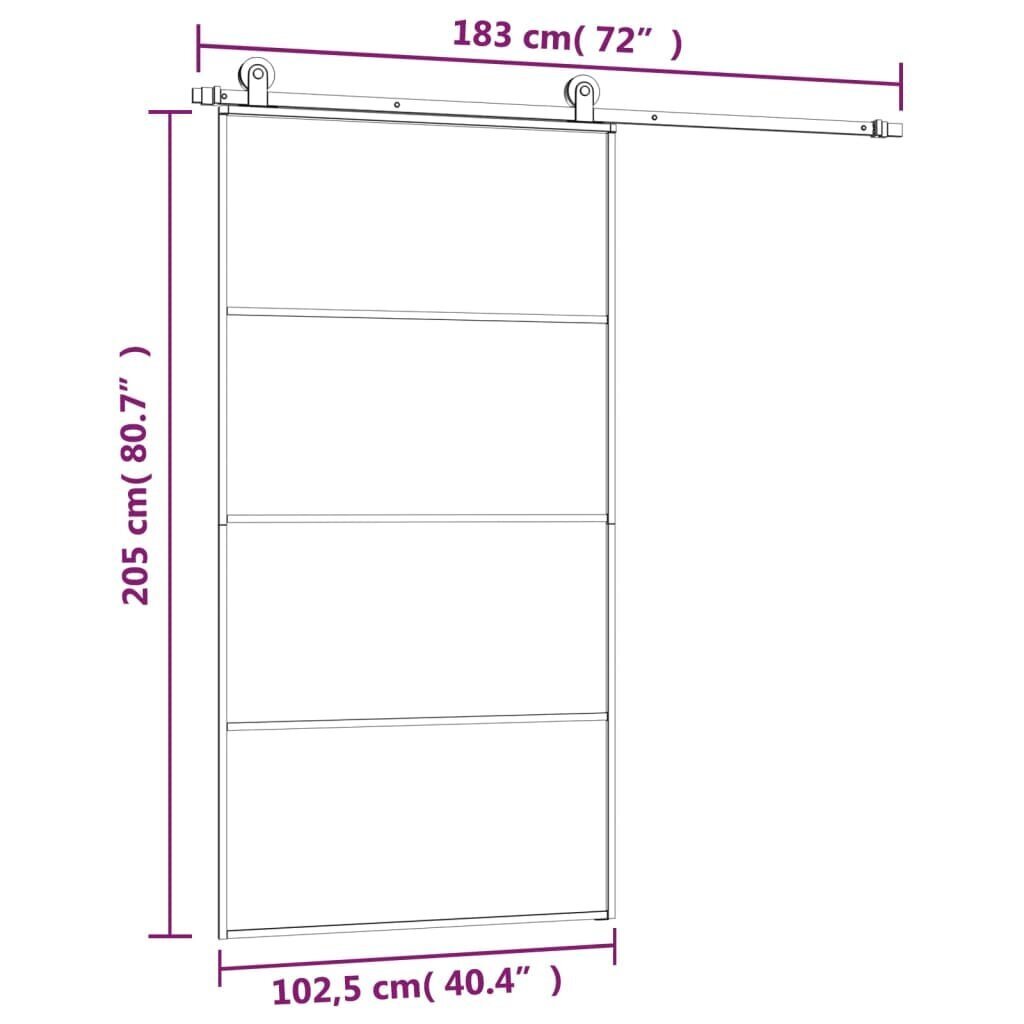 vidaXL liuguks tarvikutega, 102,5 x 205 cm, ESG-klaas ja alumiinium hind ja info | Siseuksed | kaup24.ee