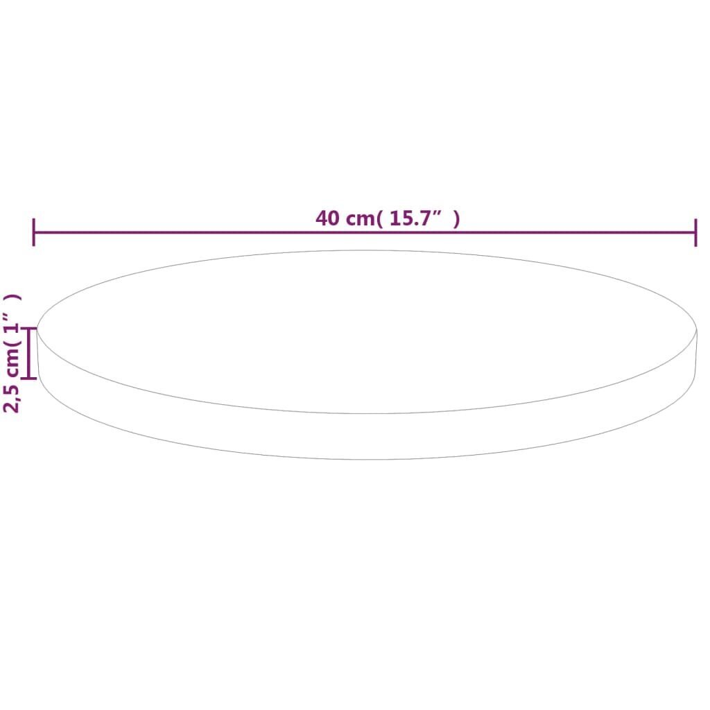 vidaXL ümmargune lauaplaat, Ø40 x 2,5 cm, töötlemata tammepuit цена и информация | Lauaplaadid | kaup24.ee