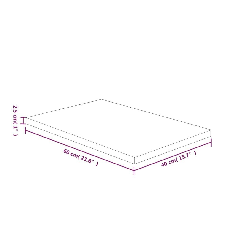 vidaXL vannitoa tasapind, helepruun, 60x40x2,5 cm, töödeldud täispuit цена и информация | Lauaplaadid | kaup24.ee