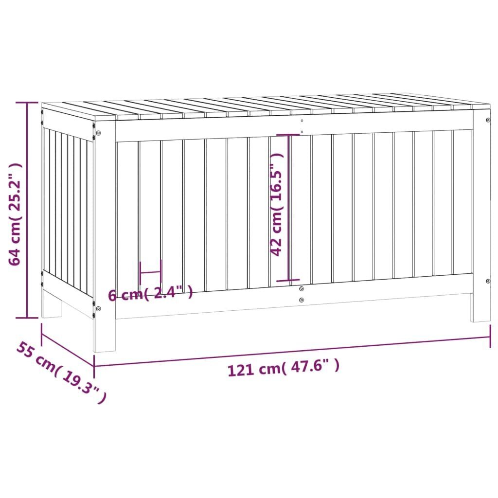 vidaXL aia hoiukast, hall, 121 x 55 x 64 cm, männipuit hind ja info | Hoiukastid ja -korvid | kaup24.ee