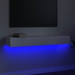 vidaXL telerialus LED-tuledega, kõrgläikega valge, 120x35x15,5 cm цена и информация | Тумбы под телевизор | kaup24.ee