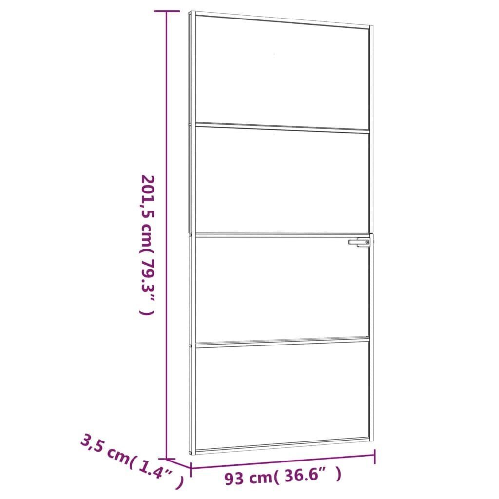 vidaXL siseuks, must, 93x201,5 cm, karastatud klaas/alumiinium, õhuke hind ja info | Siseuksed | kaup24.ee