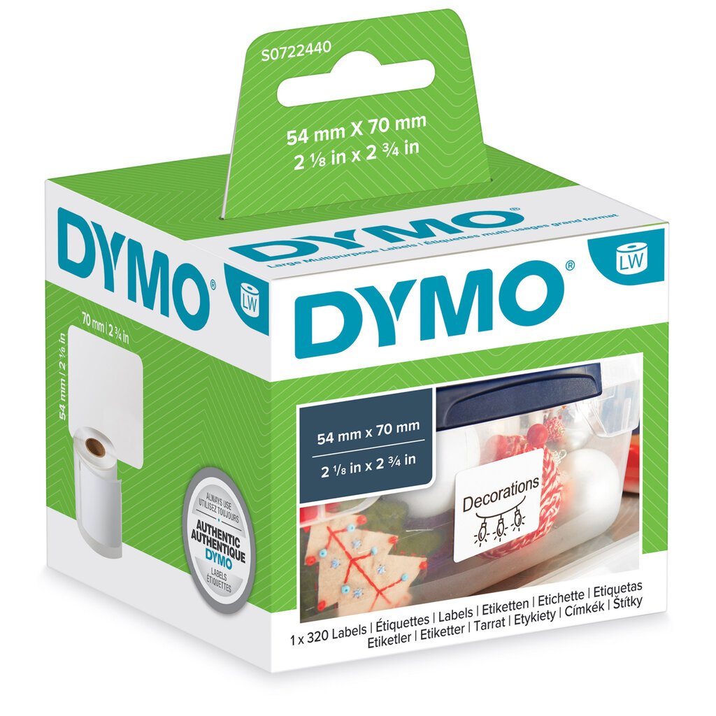 DYMO Etiketid 54 x 70mm (99015 S0722440) - цена и информация | Printeritarvikud | kaup24.ee