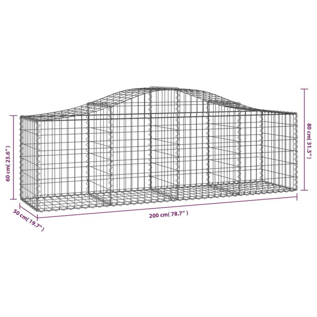 vidaXL kaarekujulised gabioonkorvid 14 tk, 200x50x60/80 cm, raud цена и информация | Aiad ja tarvikud | kaup24.ee