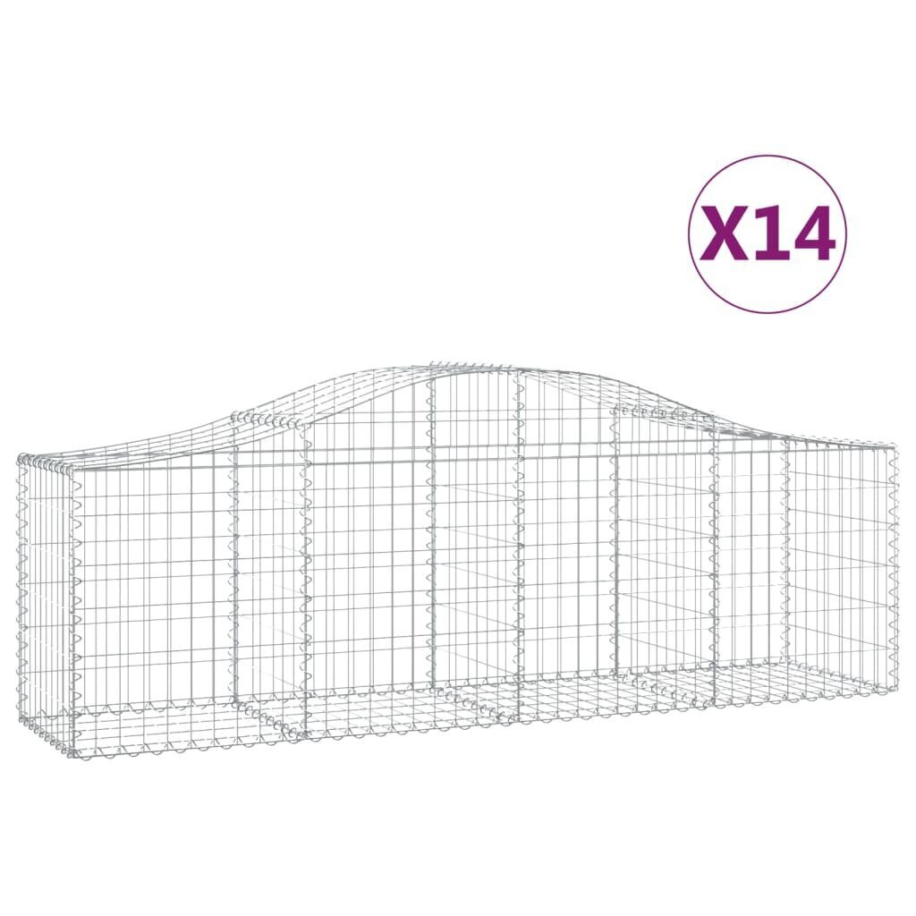 vidaXL kaarekujulised gabioonkorvid 14 tk, 200x50x60/80 cm, raud цена и информация | Aiad ja tarvikud | kaup24.ee