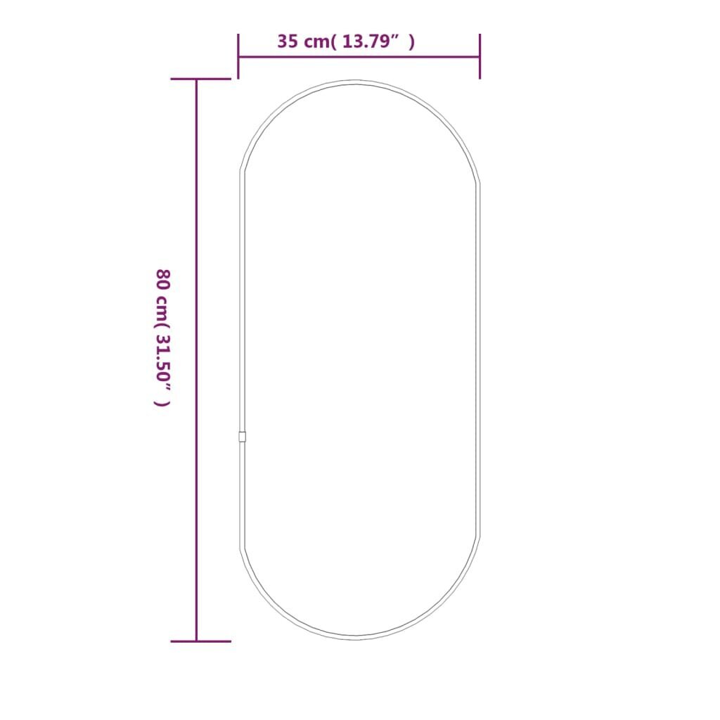 vidaXL seinapeegel, kuldne, 80 x 35 cm, ovaalne hind ja info | Peeglid | kaup24.ee