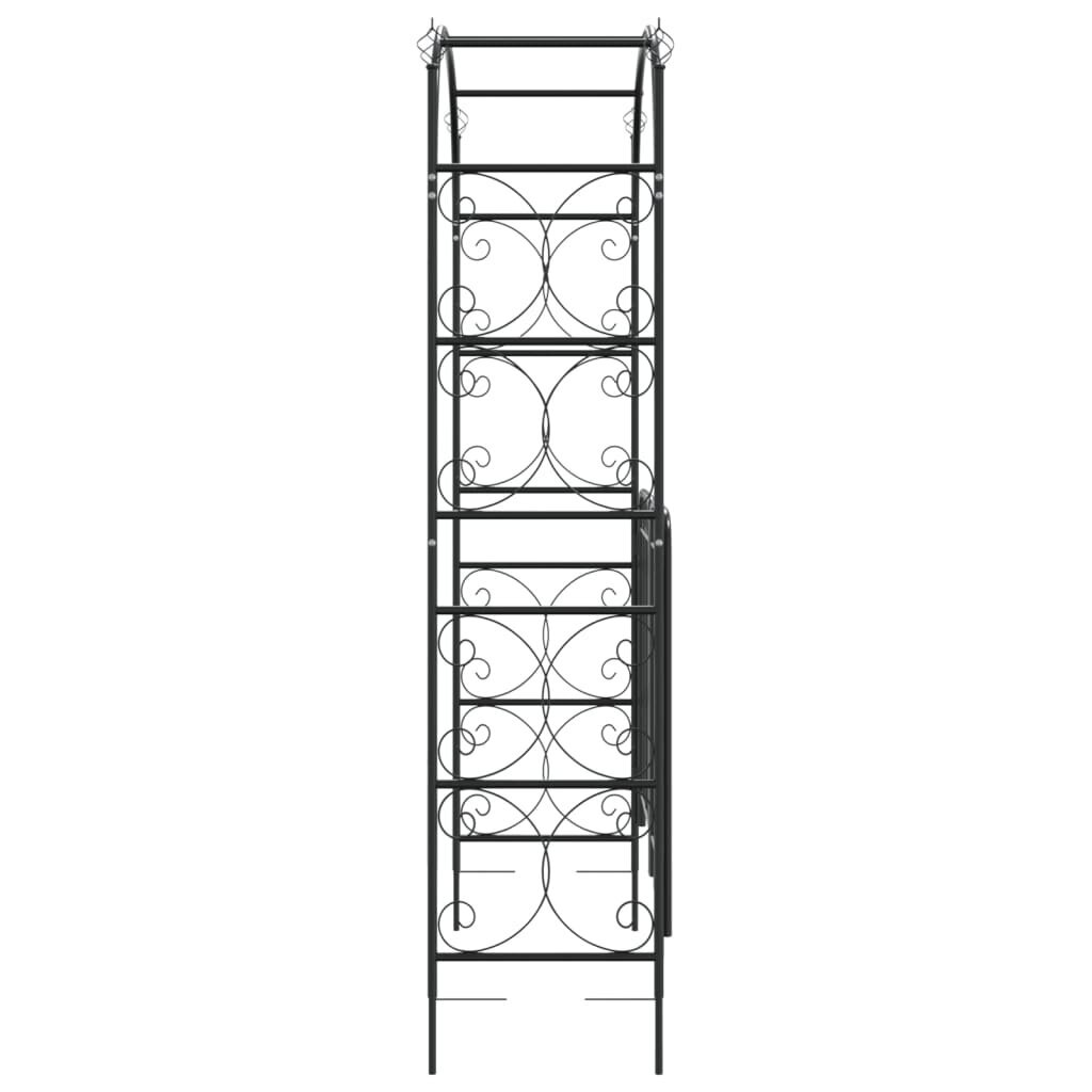 vidaXL väravaga aiakaar, must, 108 x 45 x 235 cm, teras hind ja info | Vaasid, alused, redelid lilledele | kaup24.ee