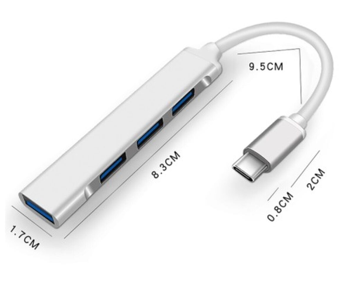 USB-C Hub 4x USB 3.0 Splitter Pprts Replikaator hind ja info | USB jagajad, adapterid | kaup24.ee