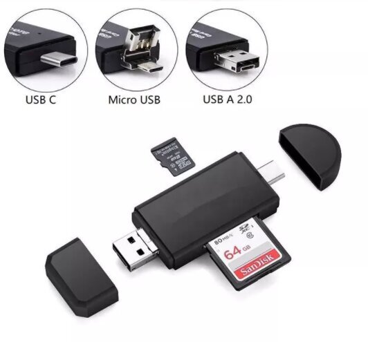 5in1 SD-kaardi lugeja Micro USB USB-C OTG Pendrive hind ja info | USB jagajad, adapterid | kaup24.ee