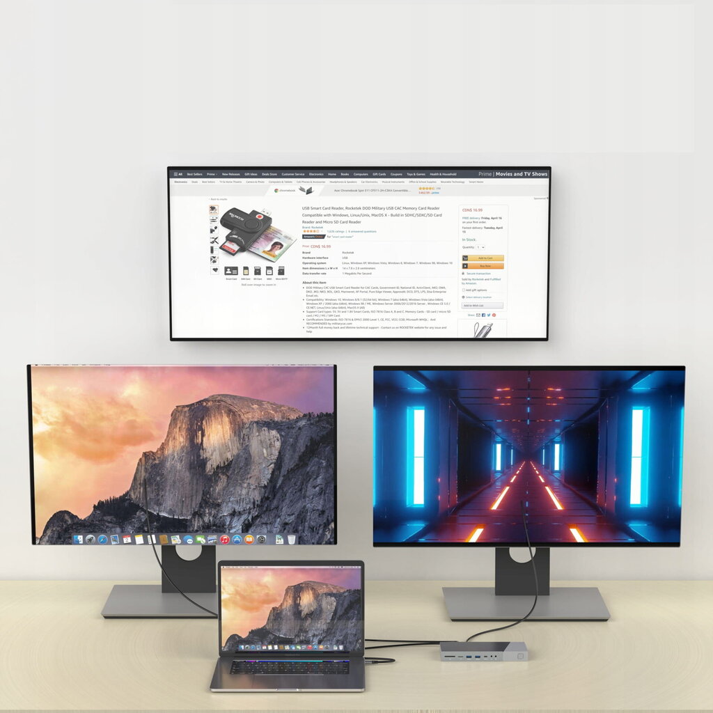 USB-C jaoturi dokkimisjaam 16in1 kuvalink 3x HDMI USB 3.0 minipistikuga Ethernet 1000Mbps SD Macbook M1 M2 Zenwire jaoks hind ja info | USB jagajad, adapterid | kaup24.ee