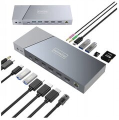 USB-C jaoturi dokkimisjaam 16in1 kuvalink 3x HDMI USB 3.0 minipistikuga Ethernet 1000Mbps SD Macbook M1 M2 Zenwire jaoks цена и информация | Адаптеры и USB-hub | kaup24.ee