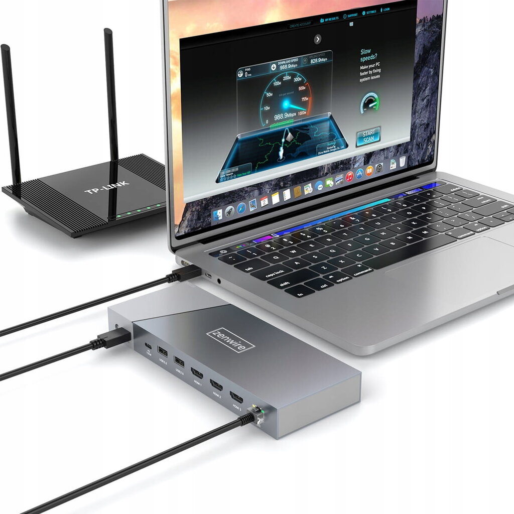 USB-C jaoturi dokkimisjaam 16in1 kuvalink 3x HDMI USB 3.0 minipistikuga Ethernet 1000Mbps SD Macbook M1 M2 Zenwire jaoks цена и информация | USB jagajad, adapterid | kaup24.ee