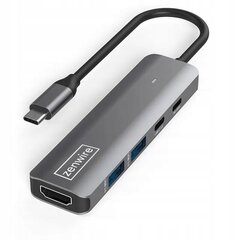 HUB USB-C 5W1 HDMI 4K 60Hz USB 3.0 LED toiteedastus 100W Macbook M1 M2 jaoks hind ja info | USB jagajad, adapterid | kaup24.ee
