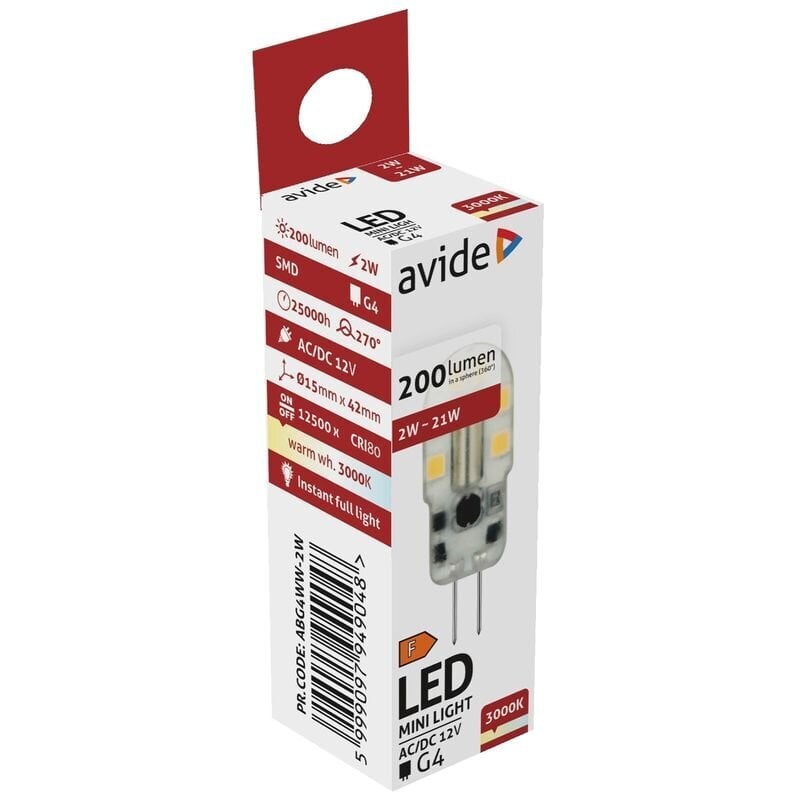 LED lamp Avide 2W G4 3000K hind ja info | Lambipirnid, lambid | kaup24.ee