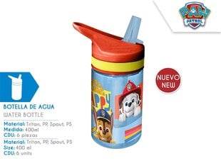 Paw Patrol tritan pudel 400ml цена и информация | Фляги для воды | kaup24.ee