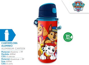 Paw Patrol alumiiniumpudel 600 ml цена и информация | Фляги для воды | kaup24.ee