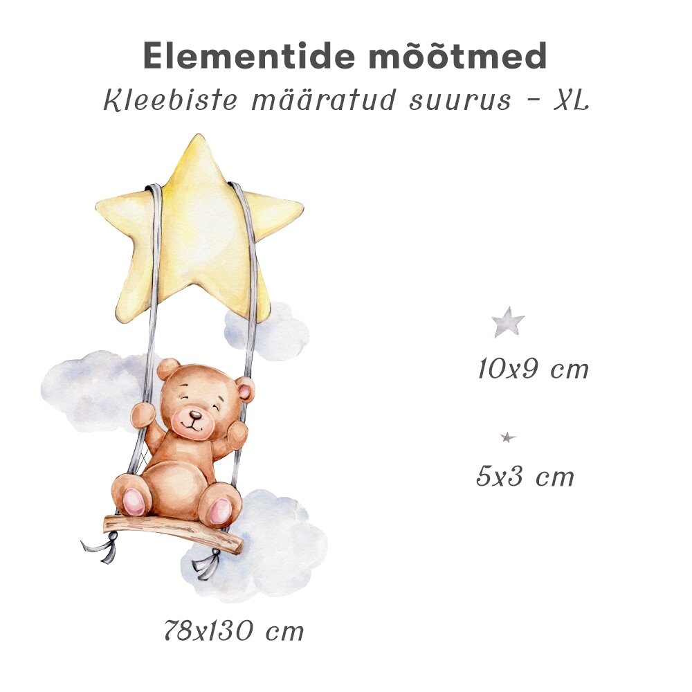 Laste interjööri kleebis Sleeping Teddy Bear hind ja info | Seinakleebised | kaup24.ee