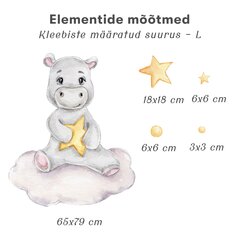 Laste interjööri kleebis Hippo Cub on the Cloud цена и информация | Декоративные наклейки | kaup24.ee