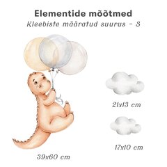 Laste interjööri kleebis Dinosaur Cub with Balloons hind ja info | Seinakleebised | kaup24.ee