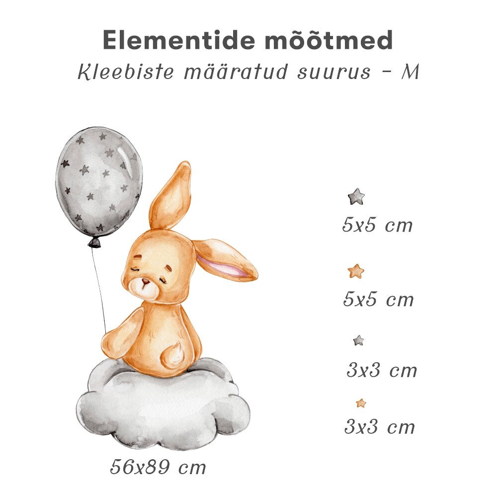 Laste interjööri kleebis Bunny with Balloon цена и информация | Seinakleebised | kaup24.ee