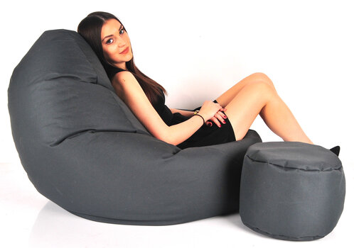 Кресло-мешок с пуфом Mega Comfort, гобелен, темно-серое цена и информация | Кресла-мешки и пуфы | kaup24.ee