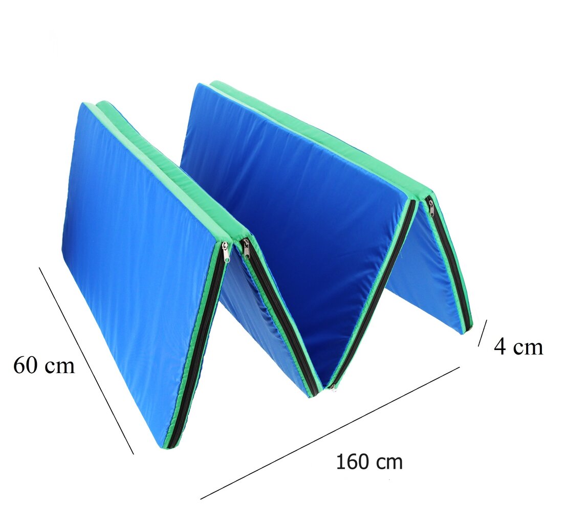 Kokkupandav võimlemismatt Sanro 160x60x4 cm sinine-roheline hind ja info | Joogamatid | kaup24.ee