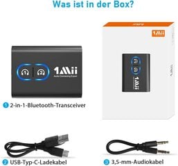 1Mii Bluetooth 5.2 2-in-1 Bluetooth saatja adapter. цена и информация | Адаптеры и USB-hub | kaup24.ee