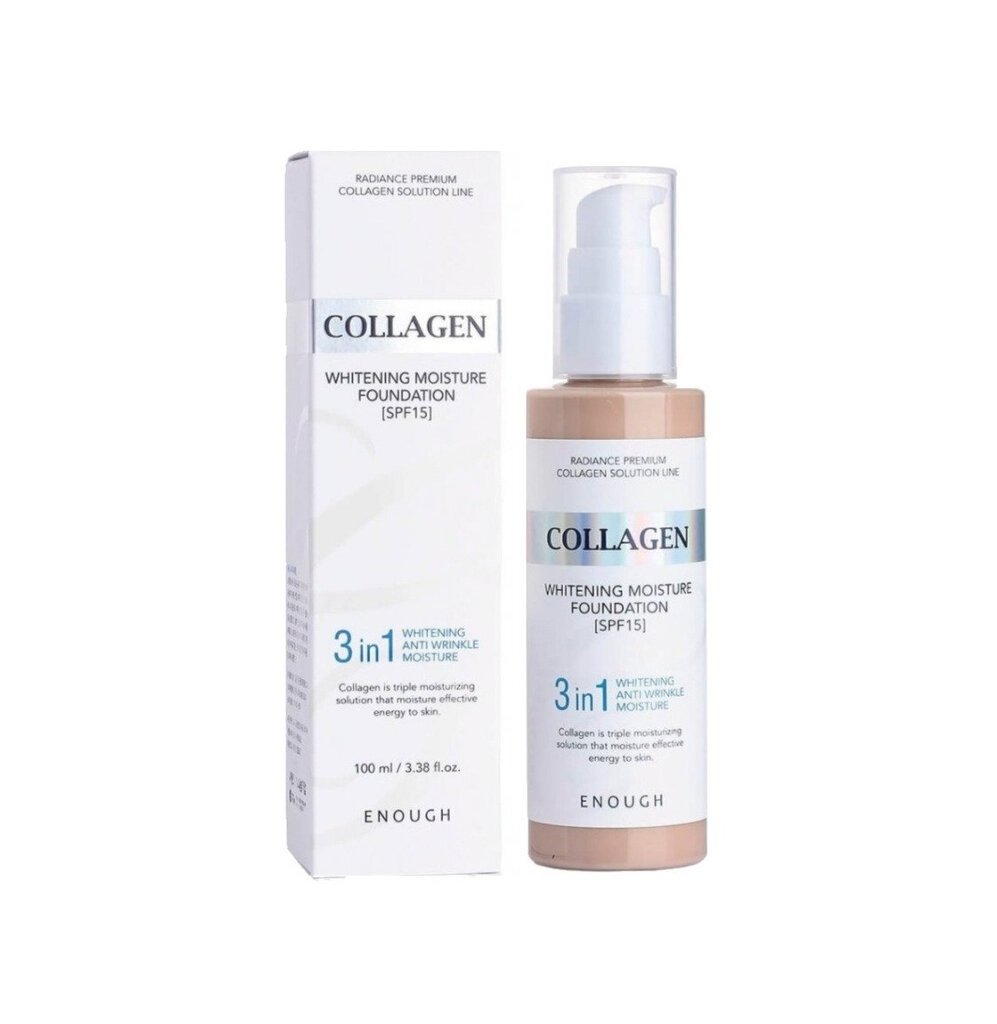 Enough Collagen Whitening Moisture Foundation 3in1 SPF 15 №21 lKollageeniga toonitud näokreem, Naturaalne beež, 100 ml цена и информация | Jumestuskreemid, puudrid | kaup24.ee