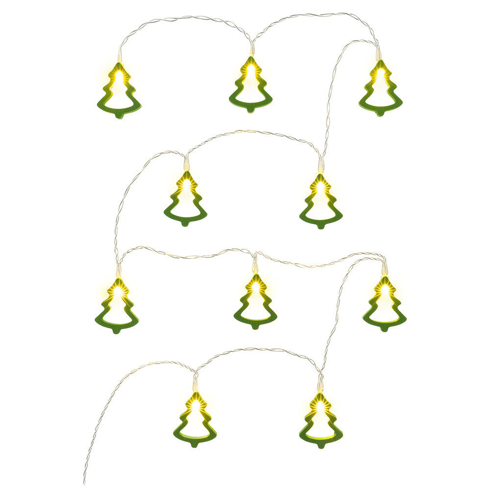 Jõulupuu-kujuline valguskett, Retlux RXL 286 10 trees green wood warm light цена и информация | Jõulutuled | kaup24.ee