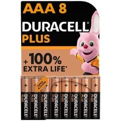 DURACELL ЩЕЛОЧНЫЕ БАТАРЕИ DURACELL PLUS POWER 100 AAA LR03, 8 шт. цена и информация | Батарейки | kaup24.ee