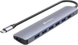 Sandberg USB-C, 7 x USB 3.0 цена и информация | Адаптеры и USB-hub | kaup24.ee