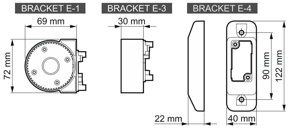 LIIKUMISANDURI MODULAARSE KRONSTEINI DISTANTSDETAIL BRACKET-E-3-GY SATEL hind ja info | Valvesüsteemid, kontrollerid | kaup24.ee