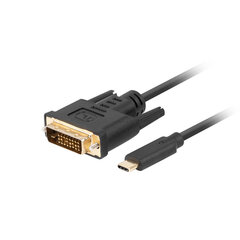 USB C -DVI-D Kaabel Lanberg CA-CMDV-10CU-0030-BK 3 m Must цена и информация | Кабели и провода | kaup24.ee
