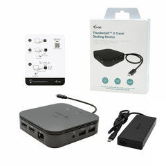 Šakotuvas i-Tec TB3TRAVELDOCKPD60W, HDMI, USB, DP, USB-C hind ja info | USB jagajad, adapterid | kaup24.ee
