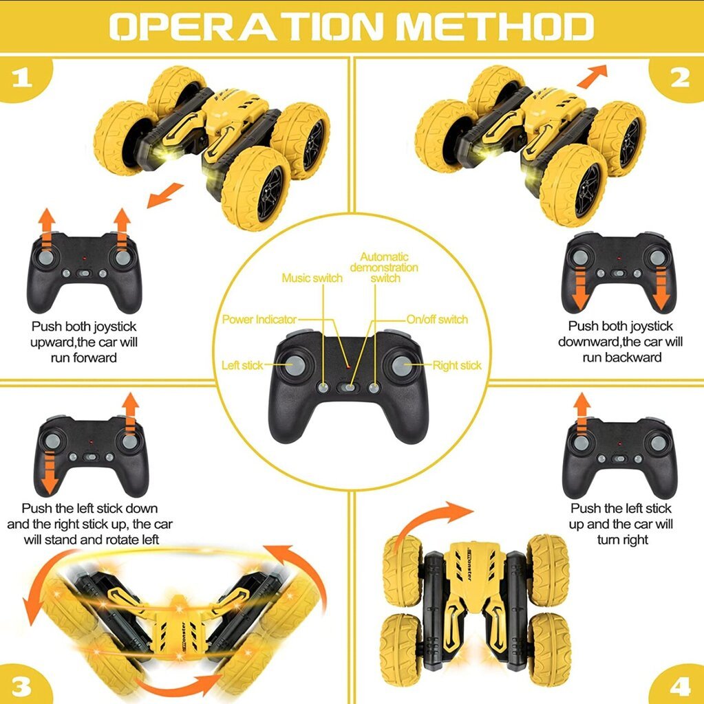 RC stunt võidusõiduauto maastur muusika, LED valgustuse Tornado Stunt Car цена и информация | Poiste mänguasjad | kaup24.ee