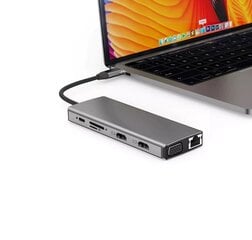 MST Dock Station 12in1 Lite Sülearvuti dokkimisjaam USB-C to 2x HDMI / 4x USB3.0 / SD/TF / VGA / LAN цена и информация | Адаптеры и USB-hub | kaup24.ee