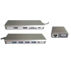 MST Dock Station 12in1 Lite Sülearvuti dokkimisjaam USB-C to 2x HDMI / 4x USB3.0 / SD/TF / VGA / LAN hind ja info | USB jagajad, adapterid | kaup24.ee