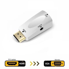 Конвертер видеосигнала с HDMI на VGA / белый цена и информация | Адаптеры и USB-hub | kaup24.ee