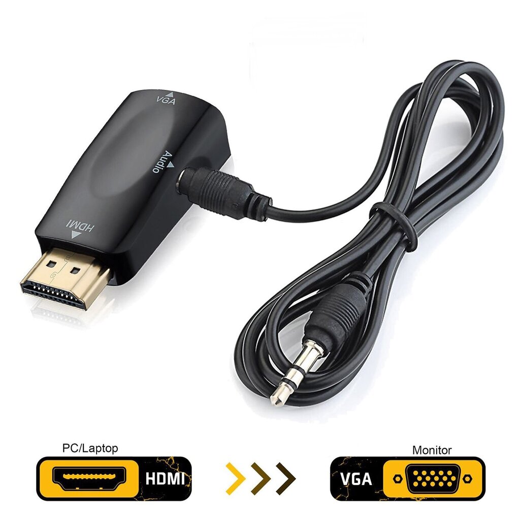 HDMI-VGA videomuundur / must hind ja info | Mobiiltelefonide kaablid | kaup24.ee