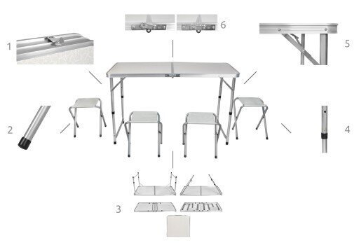 Aiaturismi mööblikomplekt plastikust, Laud 4 tooli hind ja info | Matkamööbel | kaup24.ee