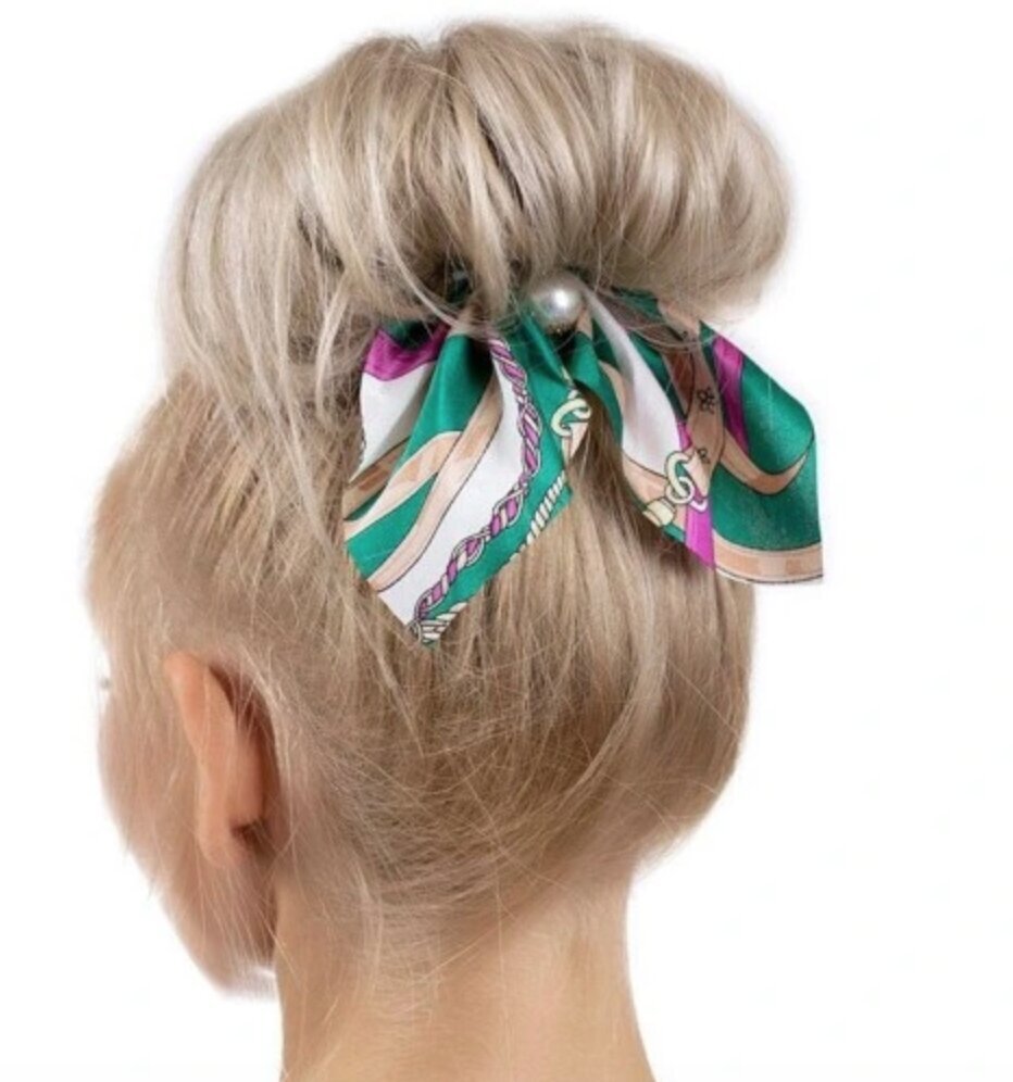 Scrunchie juuksepael dekoratiivse salliga, roheline цена и информация | Juuste aksessuaarid | kaup24.ee