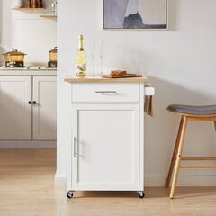 Кухонный шкаф SoBuy Trolley FKW102-WN, белый/коричневый цвет цена и информация | Кухонные шкафчики | kaup24.ee