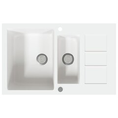 vidaXL köögivalamu, kaks kraanikaussi, valge, graniit hind ja info | Köögivalamud | kaup24.ee