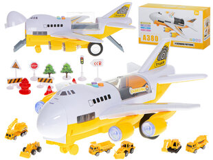 Transporter lennuk + 6 autot, ehitusmasinad цена и информация | Игрушки для мальчиков | kaup24.ee