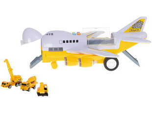 Самолет-транспортер + 6 машин строительная техника сбоку/спереди цена и информация | Игрушки для мальчиков | kaup24.ee