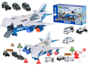 Самолет-транспортер + 6 машин полиции сбоку/спереди цена и информация | Игрушки для мальчиков | kaup24.ee