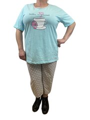 Голубая пижама с серыми капри цена и информация | Женские пижамы, ночнушки | kaup24.ee