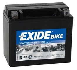 Aku 12V 10Ah AGM12-10 150x87x130+- Exide hind ja info | Mootorrataste akud | kaup24.ee