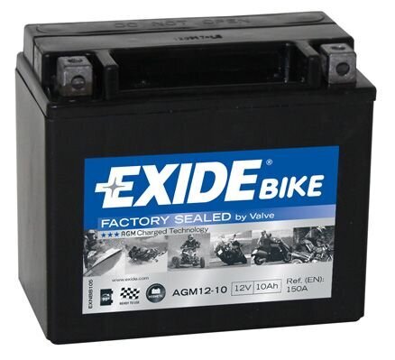 Aku 12V 10Ah AGM12-10 150x87x130+- Exide цена и информация | Mootorrataste akud | kaup24.ee