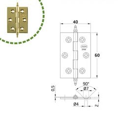 Hing 1003, 60*40mm, universaal, pronks, 2tk. цена и информация | Другие принадлежности для мебели | kaup24.ee